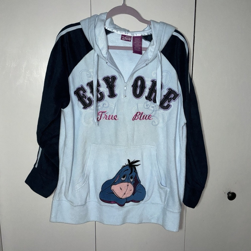 The Wonderful World of Disney Disney Eeyore Blue 1/4 Zip-Up Hoodie Jacket 1X 16W